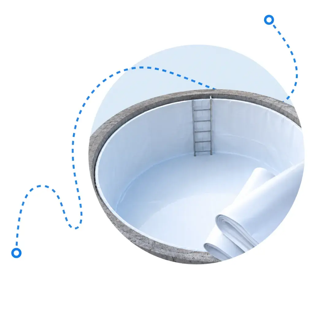 A large cistern with a food-grade liner
