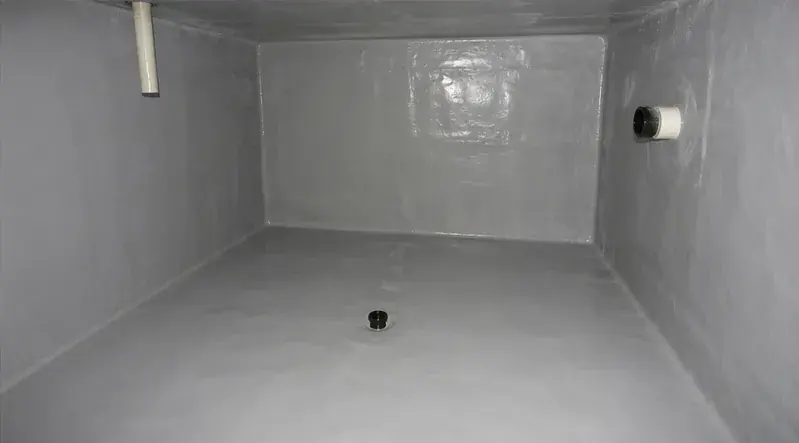 A custom-fabricated cistern liner fitted inside a cistern