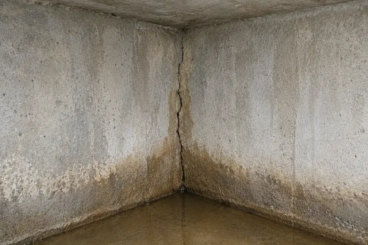 Cracked concrete cistern